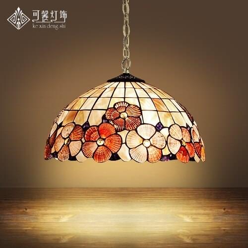 European Tiffany Shell Shell Pendant Light Single Bedroom Lamp Waratah Restaurant Bar Dining Room Hanging Lighting hanging lamp