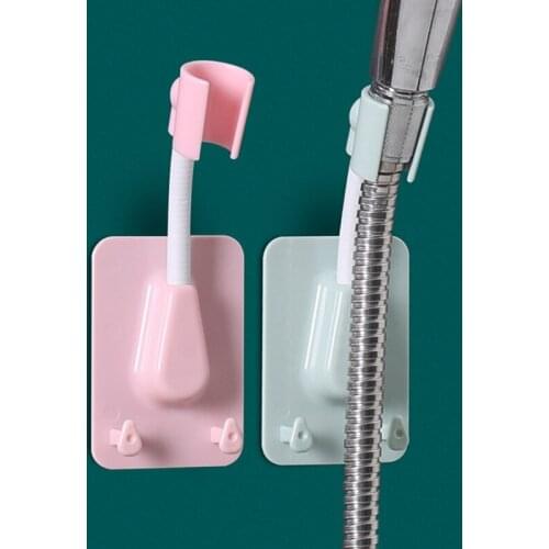 360 Degree Flexible Adjustable Shower Head Holder Bracket Universal Punch-Free Wall Mounted Adhesive Rack with 2 Hooks