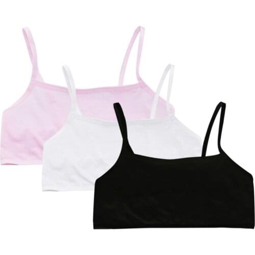 Puberty Teenage Girl Cotton Underwear Student Brassiere Training Bra Solid Color