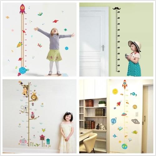 Low Price Rocket Planet Baby Height Measure Wall Sticker For Kids Room Animals Growth Chart Nursery Decor Stadiometerer Decals