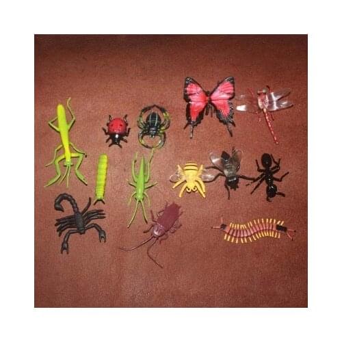 Solid pvc figure SimulationThe simulation model toy gift nsect spider ornaments scene model toy butterfly caterpillars 13pcs/set