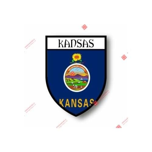 Personality Stickers decal souvenir vinyl car shield city flag world crest usa kansas racing motorcycle helmet stickers