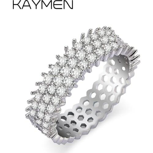 Kaymen Gold Plated Cubic Zirconia Cuff Rings for Women Girls, Statement Band Rings for Wedding Engagement Party rings 00294