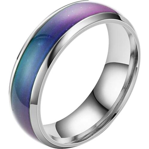 Stainless steel ring change color mood ring emotional temperature fashion temperature sensitive glazed seven-color ring lamp
