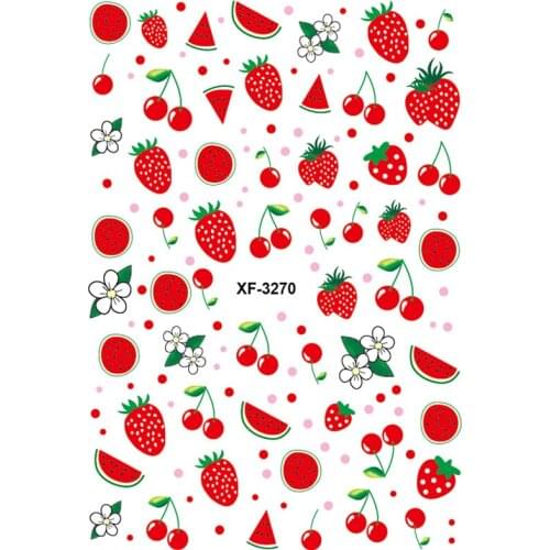 1 Sheet Water Transfer Nail Sticker Decals Fruit Watermelon/Strawberry Beauty Decoration Designs