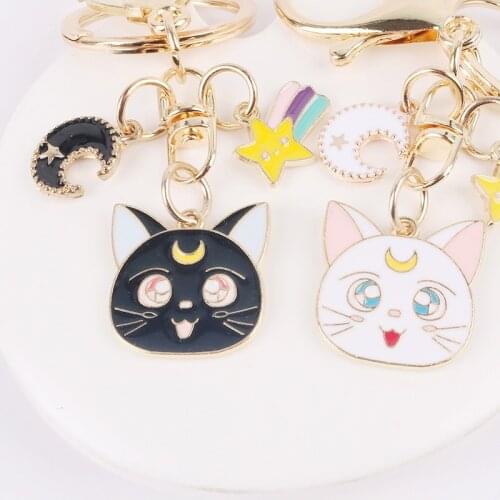 Creative Cartoon Cute Cat Keychain Anime Sailor Moon Figures Model Pretty Soldier Kawaii Decoration Bag Pendant Car Key Chain