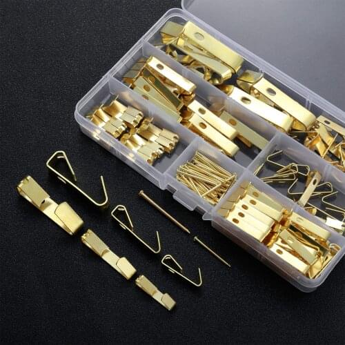 100 Pieces Heavy Duty Picture Hangers Photo Frame Hanging Hooks with Nails on Wooden Drywall for Home Office Hanging Decoration