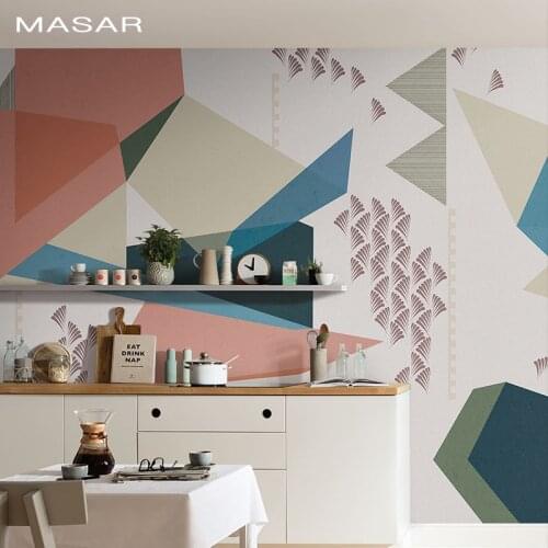 MASAR Coloured geometric patterns, murals, small, fresh bedrooms, living room, background wallpaper Reef