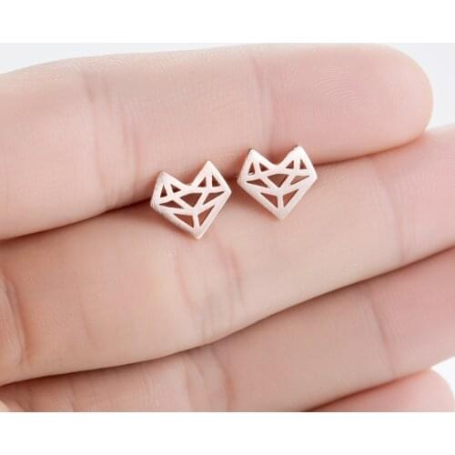 Fashion Origami Fox Stud Earrings for Women Simple Cute Designed Animal Jewelry Party Gifts Ornament Pendientes
