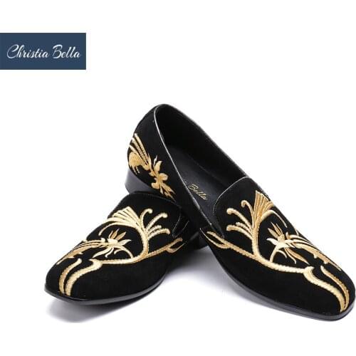 Christia Bella Luxury Embroidery Men Shoes Black Loafers Leather Mens Casual Shoes Brand Comfort Spring Autumn Breathable Shoes
