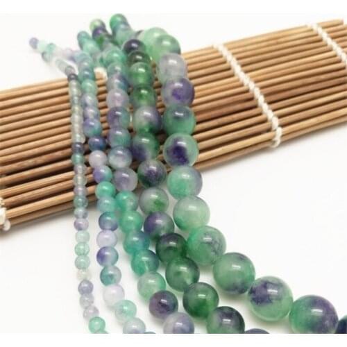 Natural Round Light Green Purple Chalcedony Loose Bead 4/6/8/10mm for DIY Jewelry Making Bracelet Accessories