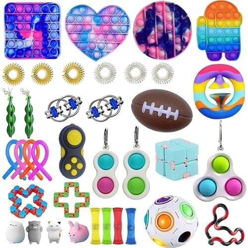 Push Pops System Bubble Pineapple Rainbow Color Fidget Toys Autism Special Needs Sensory Anti-Stress Relief Toy Kids Toys