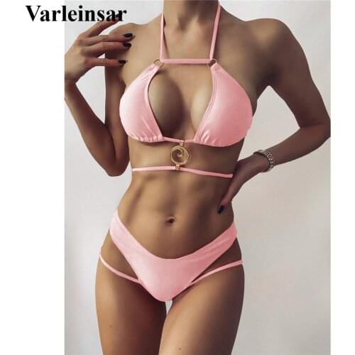 New Halter Wrap Around Bikini Women Swimwear Female Swimsuit Two-pieces Bikini set Brazilian Bather Bathing Suit Swim Lady V2776