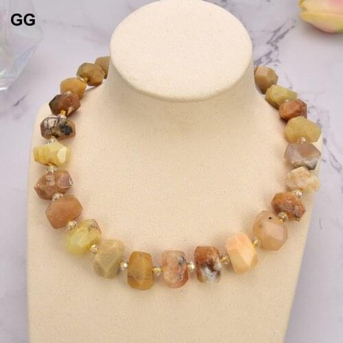JK 18'' Faceted Yellow Opal Nugget Crystal Necklace