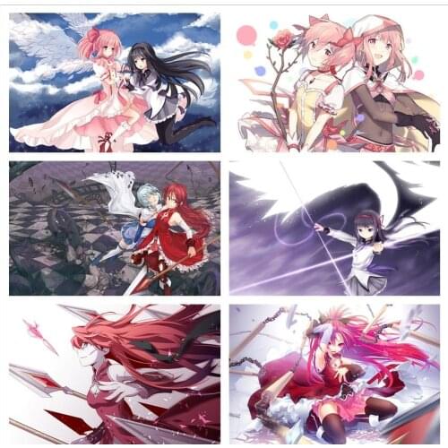 WTQ Retro Poster Puella Magi Madoka Magica Canvas Painting Classic Anime Posters Wall Decor Posters Wall Art Picture Home Decor