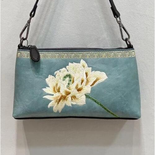 Genuine female bag 2021 new retro Chinese style embroidery luxury womens shoulder bag wild personality female messenger bag