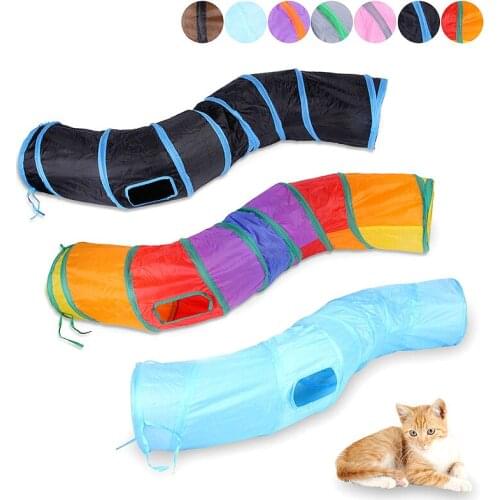 S-shaped Curved Cat Tunnel Pet Tunnel Multiple Holes Cat Educational Toys Toy For Cats Foldable Cat Interactive Playing Toy