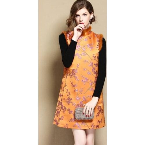 Sundress winter Women winter dress 2019 Chinese style fashion oriental dress female ladies elegant womens dresses AA4369