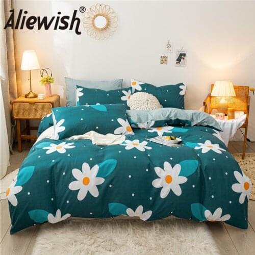 Nordic Pastoral Printed Floral Duvet Cover Pillowcase Bedding Set King Size Double Queen Flat Bed Sheet Quilt Covers Bedclothes