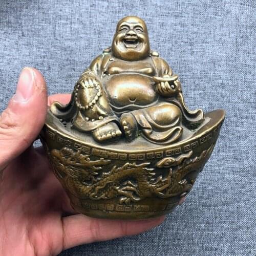 Multi-style sculpture Buddhist Maitreya Buddha statue pure brass sculpture 15cm high ornaments
