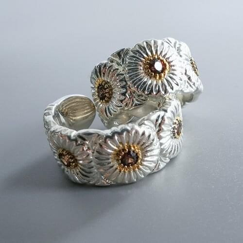 Hip Hop 925 S Daisy Ring Simple Fnger Adjustabel Rings Japanese Light Luxury Personal Bijoux Christmas Gift For Female Male