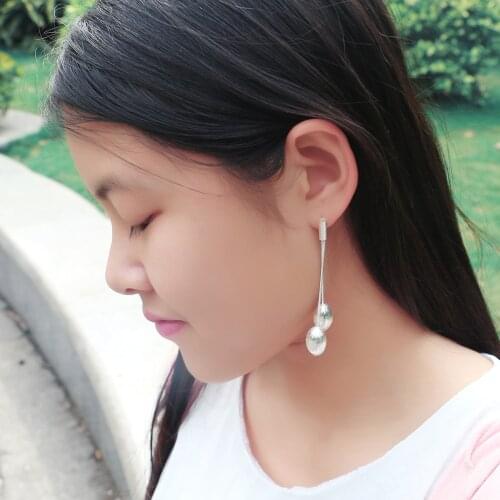 New 100% 925 sterling silver prevents allergies Earrings Olive beads Long Tassel Drop Earrings For Women Fashion Jewelry Oorbel