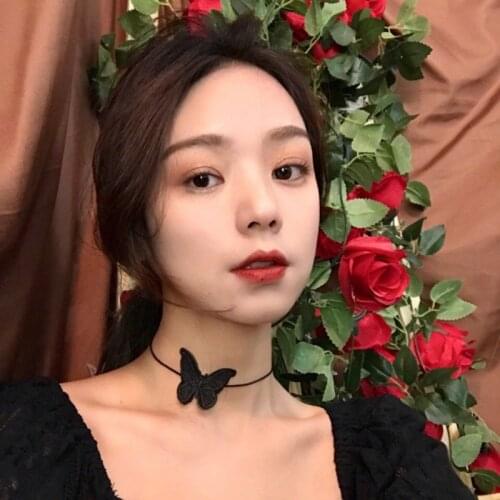 New Fashion Lace Butterfly Insect Choker Necklace For Women White Black Sex Pu Leather Chain Necklace Wholesale Jewelry