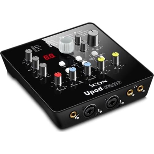New version ICON upod nano Sound card Plug play 2 mic-In/1 guitar-In,2-Out USB Recording Interface+48V phantom power equipped