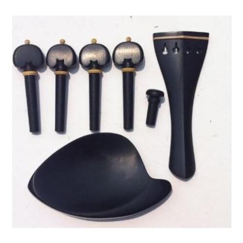 1 Sets of Ebony Violin Fitting 4/4 with Violin chinrest, tailpieces, Pegs,end