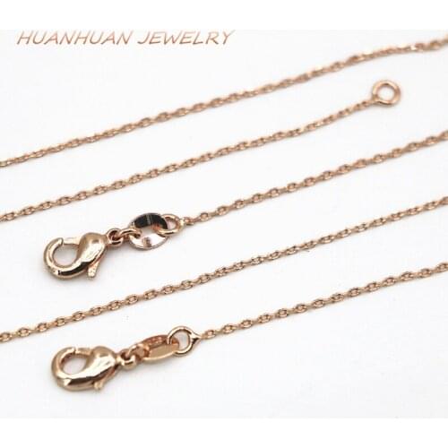 1mm Romantic Rose Gold-Color Stainless Steel Chain Necklace For Women Exquisite Chains Gifts Choker Lady Jewelry 18inch B3370
