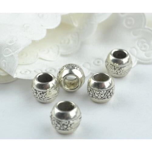 15 pcs Wholesale Metal Round Shape Beads Tibetan Silver big hole Beads for Bracelet Jewelry Making 18102