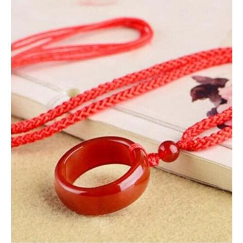 2 pcs Chinese Natural Red Jade Hand-carved Lucky Buckle Jadeite Pendant