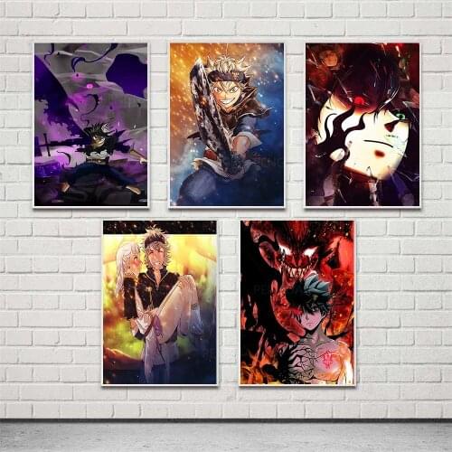 HD Prints Japan Anime Canvas Paintings 5pcs Wall Art Black Clover Poster Modern Home Decoration Modular Pictures For Living Room