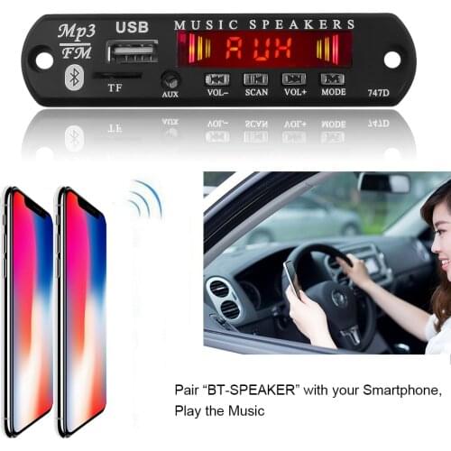5V 12V Car MP3 WMA Decoder Board Wireless Bluetooth USB TF Radio MP3 Player Car Kit Audio Module Accessories KEBIDU