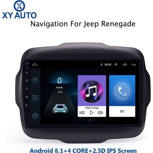 9 inch 2.5D IPS Tempered HD multi-touch screen Android 8.1 NAVI for Jeep Renegade 2016-2018 with Bluetooth USB WIFI support SWC