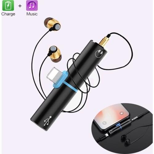 2 in 1 Adapter For iphone 7 8 plus X 10 For lightning Charging Adapter Cable Audio 3.5mm Music Earphone Adapter Headphone Jack