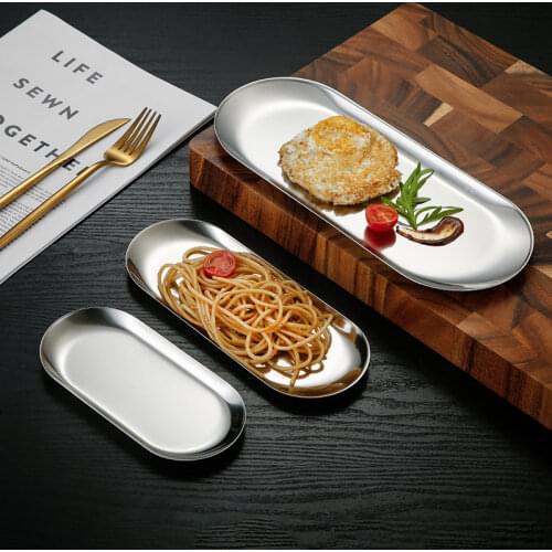 Gold Storage Stainless Steel Tray Fruit Sancks Jewelry Display Plate Kitchen Organizer Tools Metal Seal Clip Bean Spoon Clip