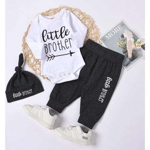 Ma&Baby 0-18m Infant Toddler Baby Boys Clothes Set Cute Letter Romper Tops Pants Hat Autumn Spring Outfits DD40