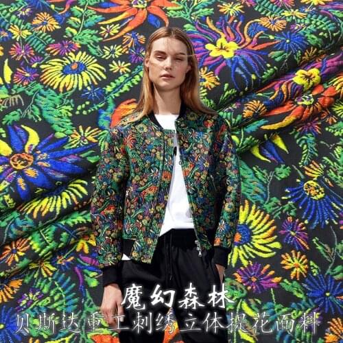 European and American high-end green flower jacquard Brocade Fabric for DIY sewing women coat,dress patchwork upholstery decor