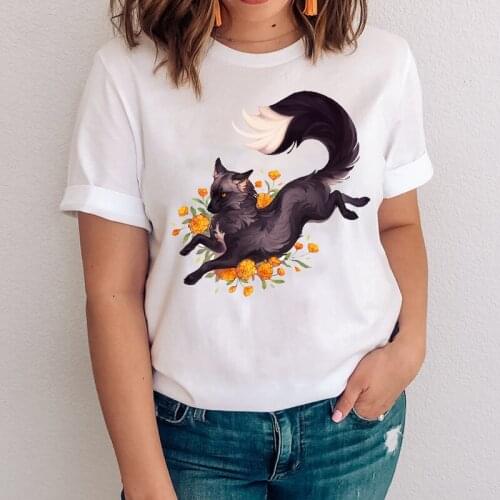 Women Graphic Spring Summer Style Printing 90s Fox Cartoon Animal Clothes Lady Tees Print Tops Clothing Female Tshirt T-Shirt