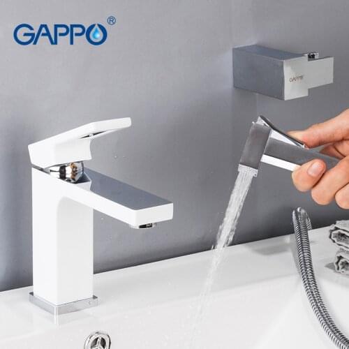 GAPPO Basin Faucet With bidet faucet brass bathroom mixer taps torneira White Chrome Bathroom Sink mixers hot cold faucet