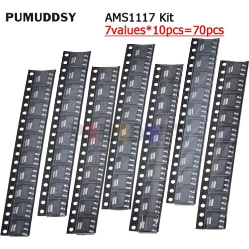 70PCS AMS1117 Voltage Regulator Kit 1.2V/1.5V/1.8V/2.5V/3.3V/5.0V/ADJ 1117 7 Values Each 10PCS