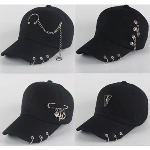Creative Piercing Ring Baseball Cap Punk Hip Hop Caps Cotton Adult Casual Solid Adjustable Unisex Caps Snapback