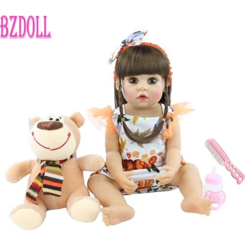 55cm Full Body Silicone Reborn Baby Doll Toy Vinyl Newborn Babies Dress Up Princess Girl Bebe Bonecas Child Birthday Gift