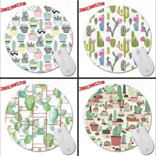 Mairuige Cactus Plant Green Custom Print Decorar You Desk Computer Round Gaming Mouse Pad 200mm X 200mm X 2mm