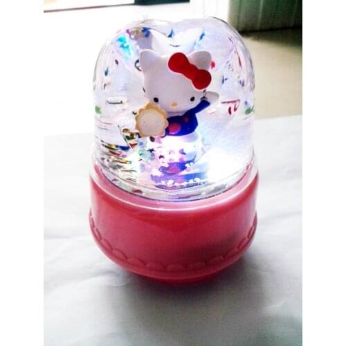Cute cat colorful lights rotating music box