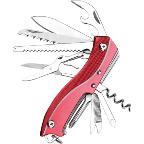 11 Open Aluminum Handle Stainless Steel Multi-Functional Knife Outdoor Camping EDC Tool Folding Knife Swiss Army Knife