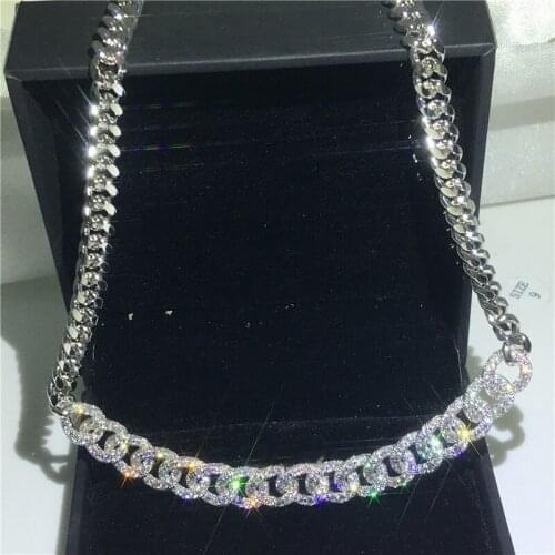 Fashion HipHOP necklace White Gold Filled Micro pave AAAAA zircon Cz Party wedding Pendants for women Men Rock Jewelry 45cm