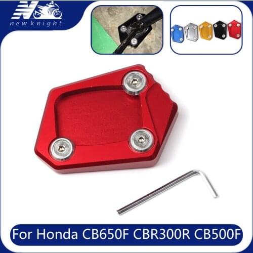 Motorcycle CNC Aluminium Kickstand Side Stand Plate Pad Enlarge Extension Pad For HONDA CB650F CBR300R CB500 F/X CBR600F CB400