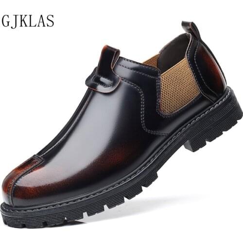 38-45 New Mens Shoes Leather Casual Shoes British Style Brand Formal Fashion Flats Men Footwear High Quality Men Loafers Oxford